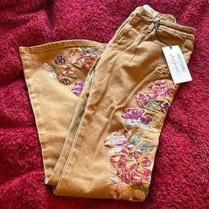 Free People x Driftwood Embroidered Flared Jeans